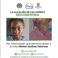 Alcald&iacute;a de Cali ofrece recompensa por informaci&oacute;n que conduzca al paradero de la ni&ntilde;a Michel Andrea Valarezo 