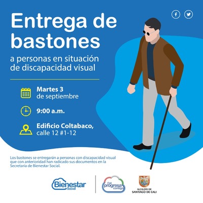 Entra de bastones a personas en estado discapacidad visual