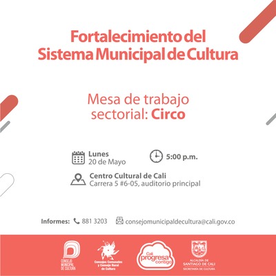 Mesa Sectorial Circo - 20 mayo 2019 - - Centro Cultural de Cali, carrera 5 No. 6-05 - Auditorio principal