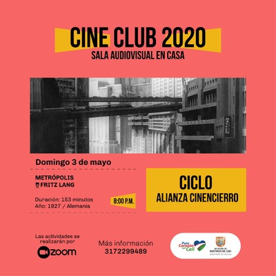 Cine club 2020 Sala Audiovisual en casa domingo 3 mayo - Metr&oacute;polis