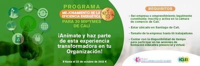 Participa en la convocatoria para el mejoramiento de la eficiencia energ&eacute;tica en las Mipymes de Cali