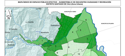 Indicador del espacio p&uacute;blico efectivo en Santiago de Cali