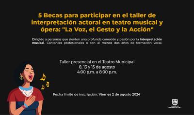 Alcald&iacute;a de Cali entregar&aacute; 5 becas para participar en el taller de interpretaci&oacute;n actoral en teatro musical y &oacute;pera: &lsquo;La Voz, el Gesto y la Acci&oacute;n&rsquo;