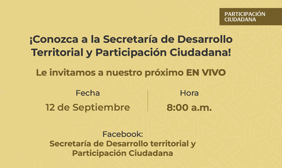 A trav&eacute;s de un En vivo en Facebook, cale&ntilde;os y cale&ntilde;as conocer&aacute;n las actividades de participaci&oacute;n en territorio