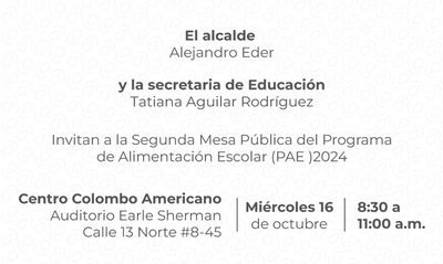 El pr&oacute;ximo 16 de octubre, la Secretar&iacute;a de Educaci&oacute;n Distrital llevar&aacute; a cabo la II Mesa P&uacute;blica del (PAE) 2024