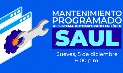 Datic anuncia mantenimiento programado del Sistema Automatizado en  L&iacute;nea, SAUL
