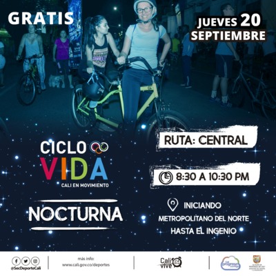 Disfruta Gratis de la Ciclovida Nocturna - Ruta Central