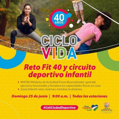 Ciclovida -40 a&ntilde;os- Reto Fit 40 y circuito deportivo infantil
