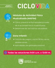 Mu&eacute;vete, previene y disfruta: la Ciclovida de Cali te invita a una jornada  de salud y bienestar