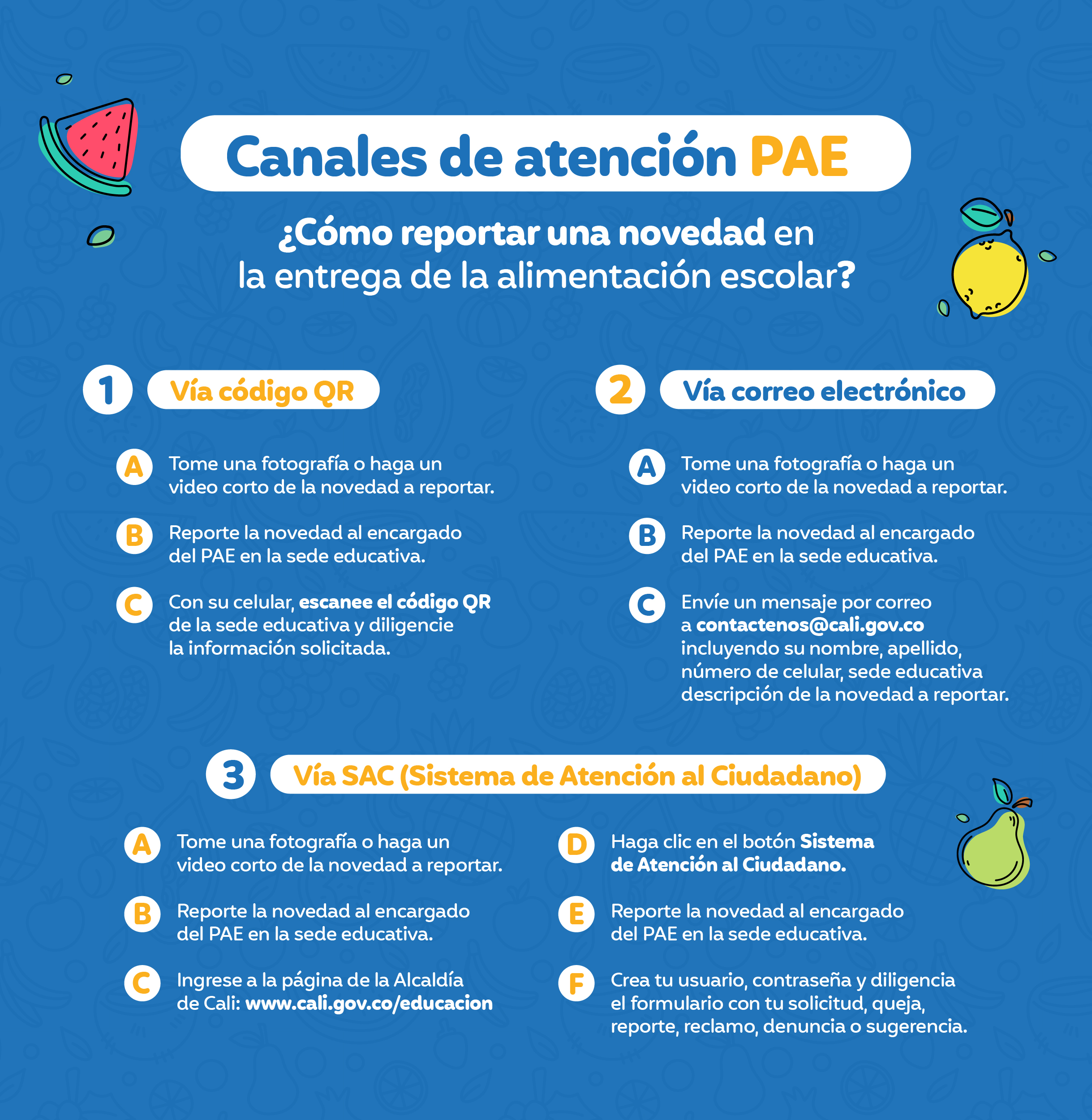 Canales de atención PAE