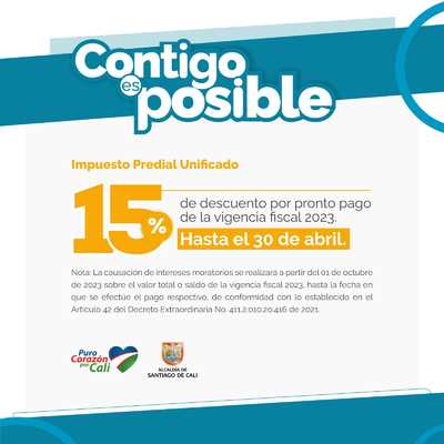Descuento pronto pago en Impuesto Predial Unificado IPU 2023