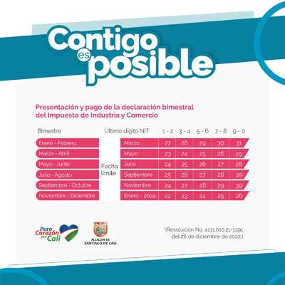 NIT 9 y 0 - Presentaci&oacute;n y pago de la declaraci&oacute;n bimestral de ICA