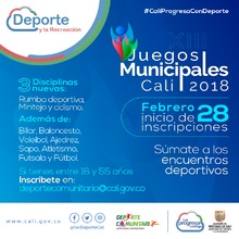 Inscripciones XIII Juegos Municipales Cali 2018