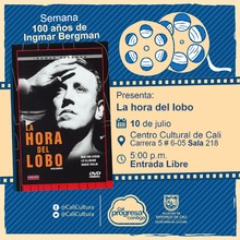 "Semana 100 a&ntilde;os de Ingmar Bergman Pel&iacute;cula: La hora del lobo de Ingmar Bergman A&ntilde;o: 1968 Duraci&oacute;n: 88 minutos Suecia "