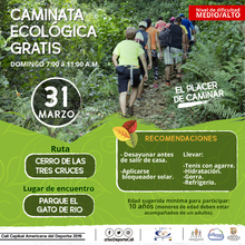 Caminata ecol&oacute;gica ruta Cerro de Tres Cruces