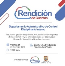 Rendici&oacute;n De Cuentas 2019 Departamento Administrativo de Control Disciplinario Interno