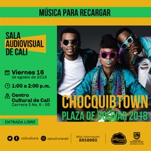 M&uacute;sica para recargar Chocquibtown Plaza de Bolivar 2018  - Centro Cultural de Cali, Carrera 5 No. 6-05 - Sal&oacute;n 218