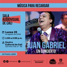 M&uacute;sica para recargar Juan Gabriel en concierto - Centro Cultural de Cali, Carrera 5 No. 6-05 - Sal&oacute;n 218