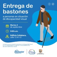 Entra de bastones a personas en estado discapacidad visual