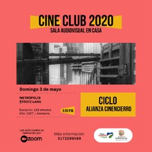 Cine club 2020 Sala Audiovisual en casa domingo 3 mayo - Metr&oacute;polis