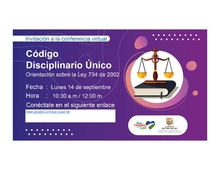 Invitaci&oacute;n a la conferencia virtual del c&oacute;digo Disciplinario &uacute;nico sobre la ley 734 de 2002