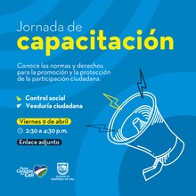 Capacitaci&oacute;n en Rendici&oacute;n de cuentas, control social y veedur&iacute;as ciudadanas.
