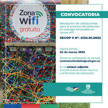 Convocatoria recepci&oacute;n de cotizaciones para el proceso de selecci&oacute;n en energ&iacute;a renovable en zonas wifi.