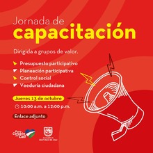 Capacitaci&oacute;n en presupuesto participativo, planeaci&oacute;n participativa, control social y veedur&iacute;a ciudadana