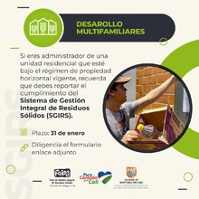 &Uacute;ltimo plazo para reportar la implementaci&oacute;n del SGIRS por los Desarrollos Multifamiliares