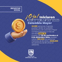 Calendario pagos Subsidio Econ&oacute;mico de Colombia Mayor