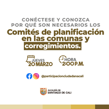 Comit&eacute;s de planificaci&oacute;n en las comunas y corregimientos.