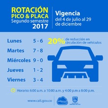 Este martes 4 de julio inicia el nuevo pico y placa en Cali