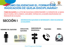 SECCI&Oacute;N 1 INFORMACI&Oacute;N QUEJOSOS O INFORMANTE. DEBE DILIGENCIAR LO SIGUIENTE.