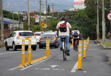 Biciusuarios transitando por el bicicarril
