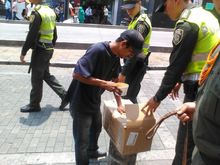Toma preventiva de la polic&iacute;a en el centro de Cali