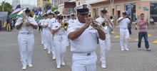 La banda marcial de la Fuerza Naval del Pac&iacute;fico se luci&oacute; en la Plaza de Cayzedo de Cali