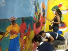 Mural interactivo fue la sensaci&oacute;n en el Quilombo del Festival Petronio &Aacute;lvarez