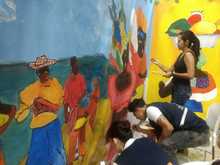 Mural interactivo fue la sensaci&oacute;n en el Quilombo del Festival Petronio &Aacute;lvarez