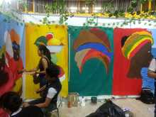 Mural interactivo fue la sensaci&oacute;n en el Quilombo del Festival Petronio &Aacute;lvarez