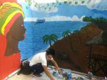 Mural interactivo fue la sensaci&oacute;n en el Quilombo del Festival Petronio &Aacute;lvarez