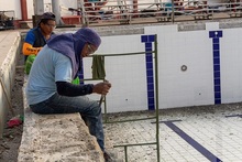 Comenzaron los trabajos en la piscina de kayak de la Unidad Deportiva Jaime Aparicio