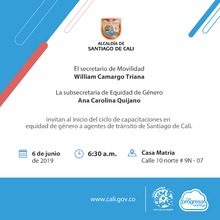 Cali, primera ciudad colombiana en capacitar a sus agentes de tr&aacute;nsito en equidad de g&eacute;nero