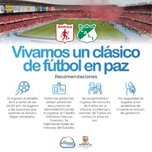 Alcald&iacute;a reitera las medidas de seguridad y el llamado al f&uacute;tbol en paz para el cl&aacute;sico del domingo 