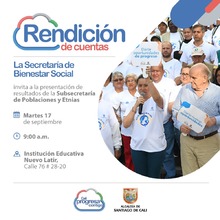 La Secretar&iacute;a de Bienestar Social rendir&aacute; cuenta sobre la gesti&oacute;n por las poblaciones y etnias de Cali