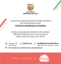 La pr&oacute;xima semana, Hacienda Municipal realizar&aacute; rendici&oacute;n de cuentas sobre recursos de cofinanciaci&oacute;n