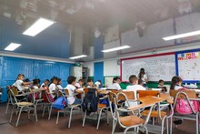 Ni&ntilde;os m&aacute;s felices en la instituci&oacute;n educativa Maric&eacute; Sinisterra