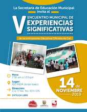 La secretar&iacute;a de educaci&oacute;n invita al V encuentro municipal de experiencias significativas