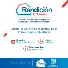 Rendici&oacute;n de cuentas Virtual de la Unidad Administrativa Especial de Servicios P&uacute;blicos Municipales