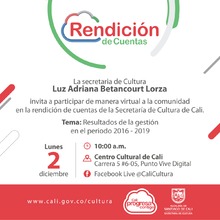 Este lunes rinde cuentas la Secretar&iacute;a de Cultura