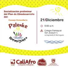  Alcald&iacute;a socializar&aacute; el primer Plan de Etnodesarrollo para el Consejo Comunitario Mayor Palenke El Hormiguero  